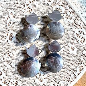 Stainless Steel Tea Bag Holder Lot Of 4 Tea Pot Design Made in Japan 3.25" VTG